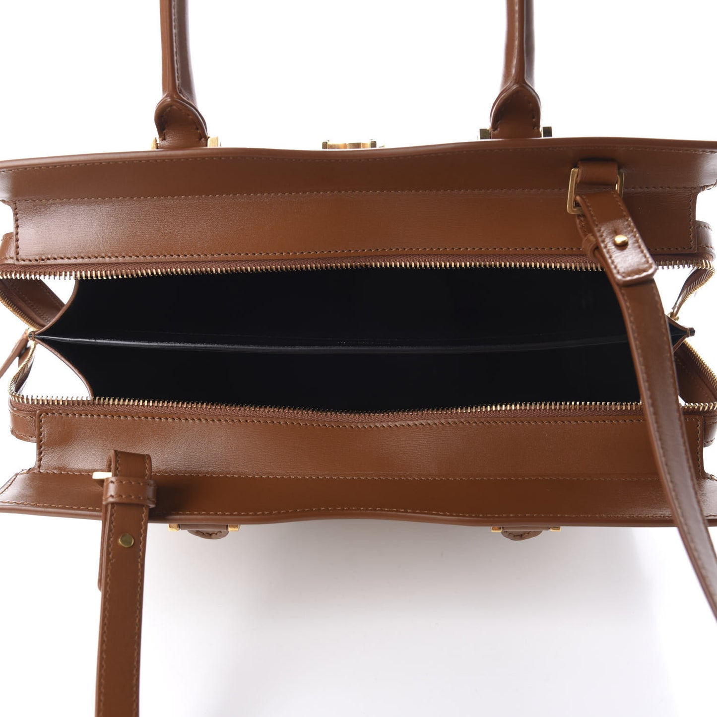 Canvas Calfskin Medium Uptown Tote Brown