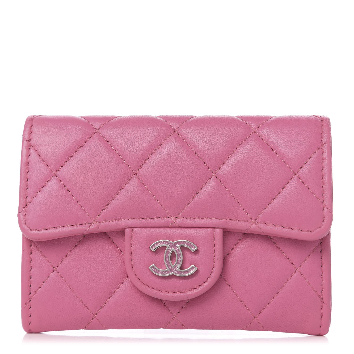 Chanel Lambskin Quilted Flap Card Holder Pink 1 of 9
