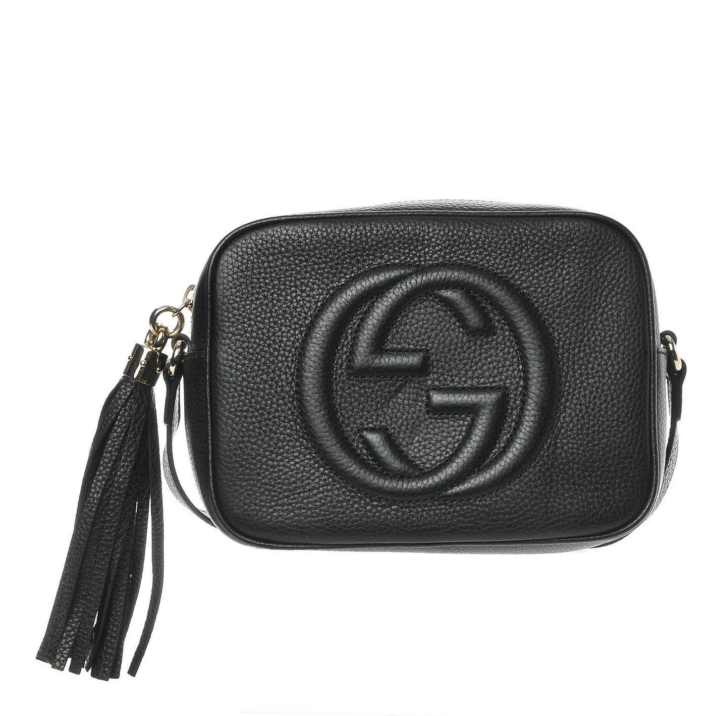 Pebbled Calfskin Small Soho Disco Bag Black
