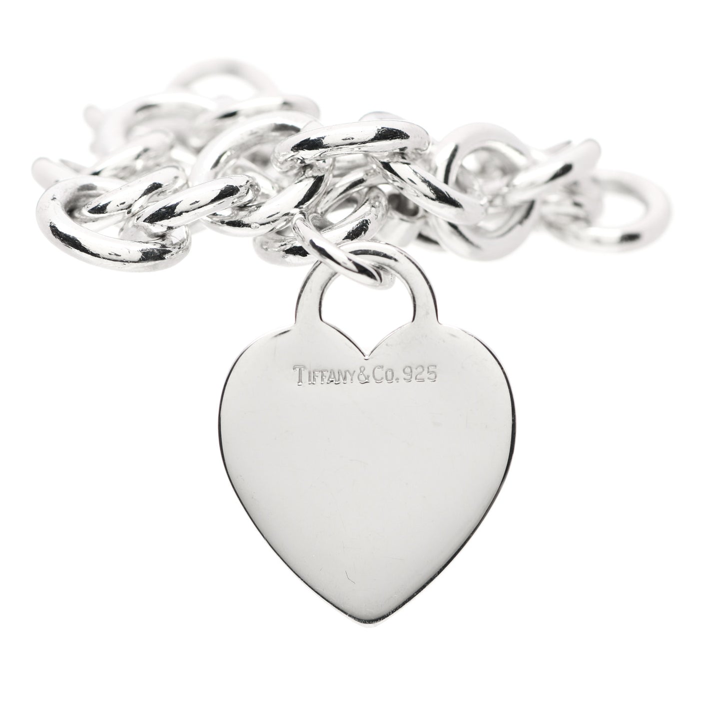 Sterling Silver Heart Tag Charm Bracelet