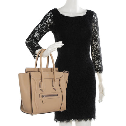 Celine Drummed Calfskin Micro Luggage Dune 2 of 9
