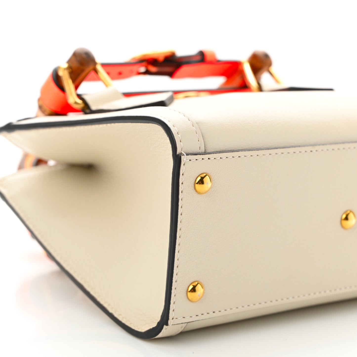Wonka Grain Calfskin Mini Diana Tote Bag Mystic White Orange Fluo