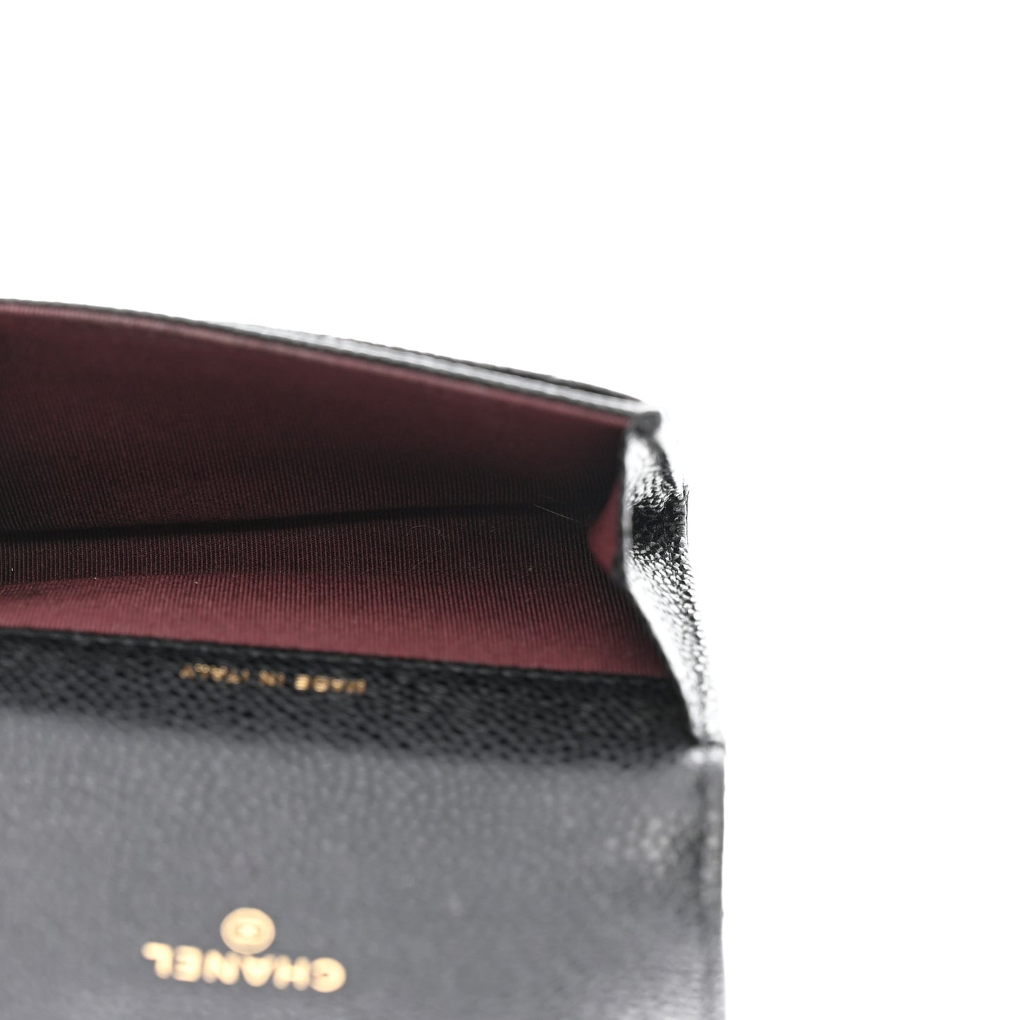 Caviar Quilted Flap Card Holder Wallet Black