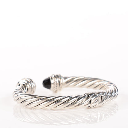 David Yurman Sterling Silver Diamond Black Onyx 8.5mm Crossover Hinge Bracelet 3 of 4