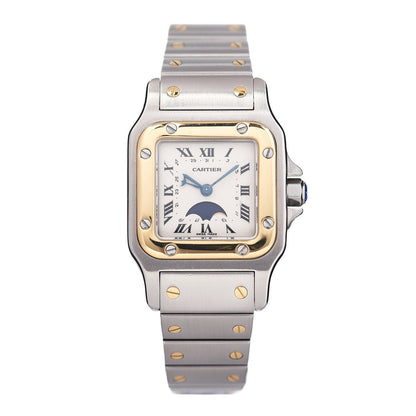 Cartier Stainless Steel 18K Yellow Gold 24mm Santos De Cartier Galbee Moon Phase Quartz Watch 1 of 4