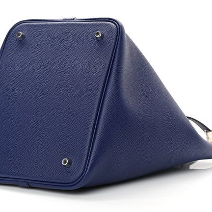 Hermes Epsom Tressage De Cuir Picotin Lock 22 MM Bleu Encre Brique Black 10 of 12