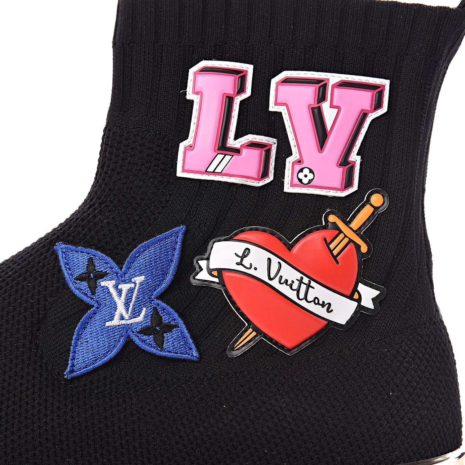 Louis Vuitton Stretch Fabric LV Black Heart Sock Sneaker 41 Black 10 of 10