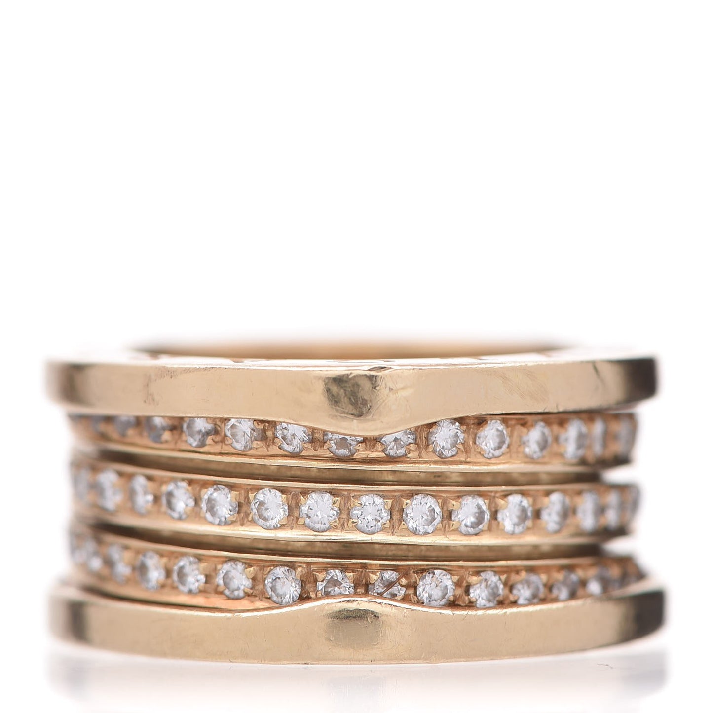 18K Yellow Gold Diamond B.Zero1 Four-Band Pave Ring 52 6