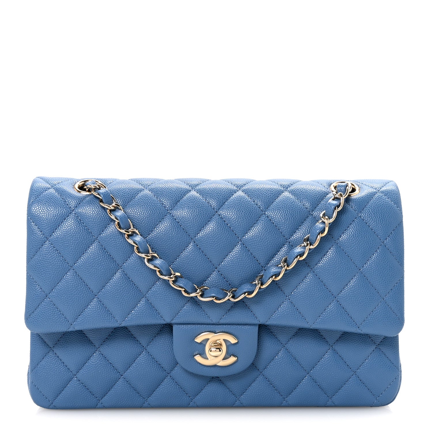 Chanel Caviar Quilted Medium Double Flap Blue 1 of 21