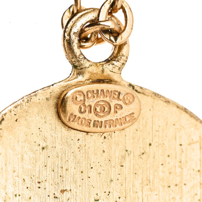 Chanel Enamel CC Round Drop Earrings Beige Gold 3 of 4
