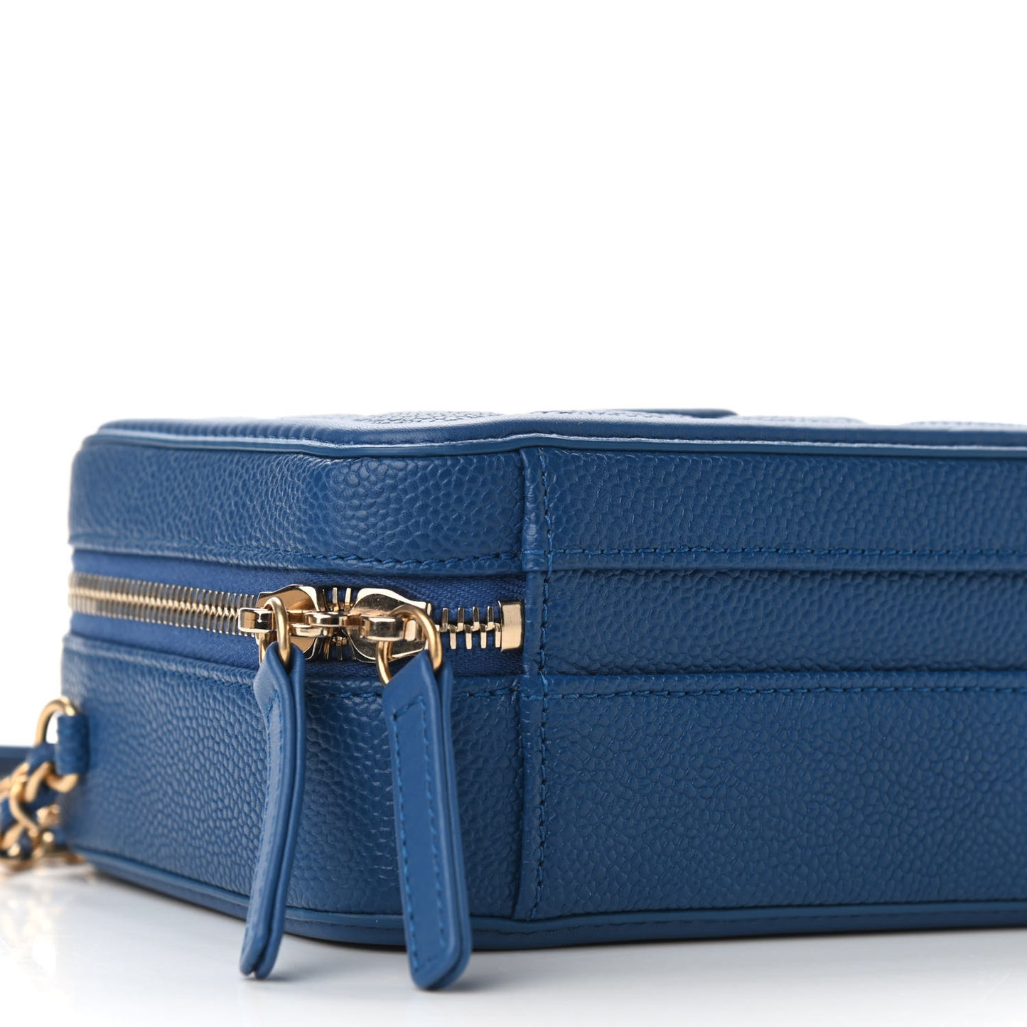 Caviar Quilted Small CC Filigree Vanity Case Dark Blue