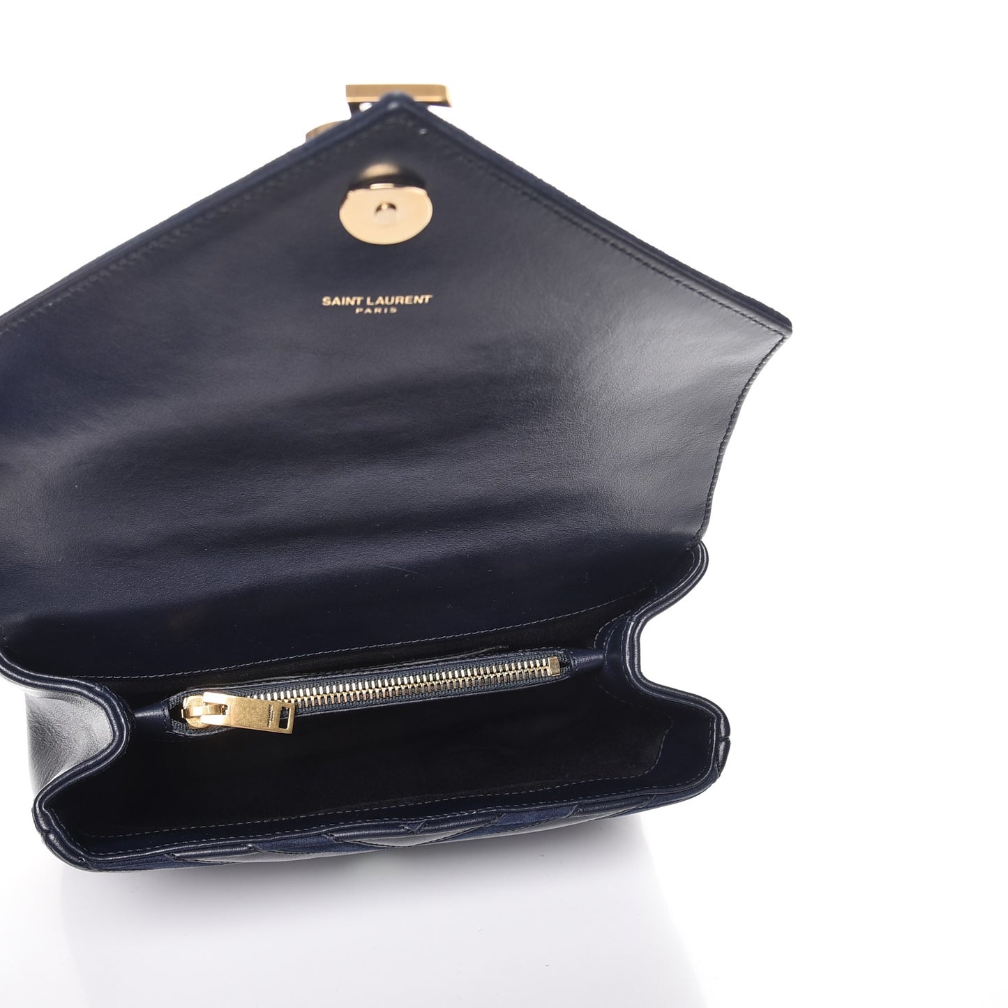 Calfskin Suede Matelasse Chevron Monogram Medium College Bag Marine