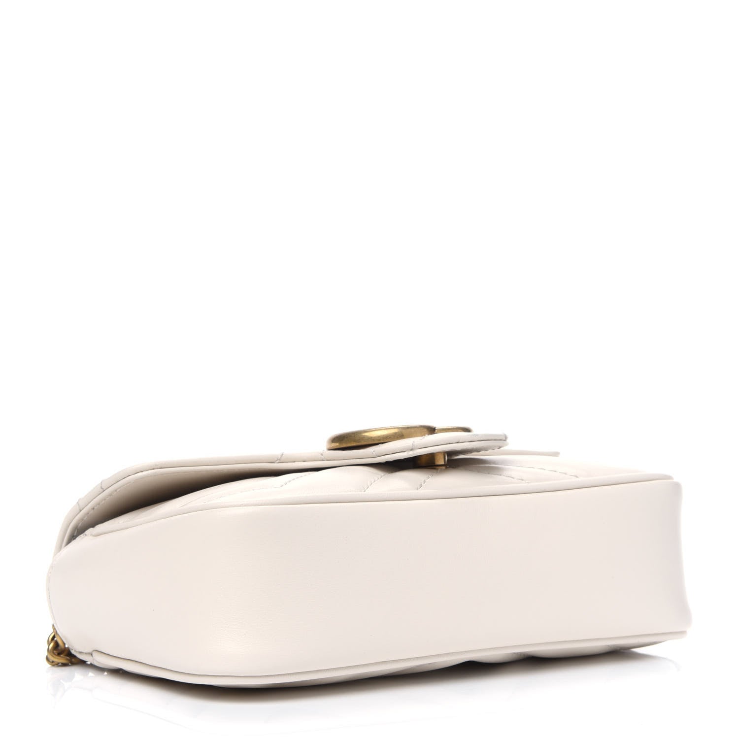Gucci Calfskin Matelasse Super Mini GG Marmont Shoulder Bag White 3 of 5