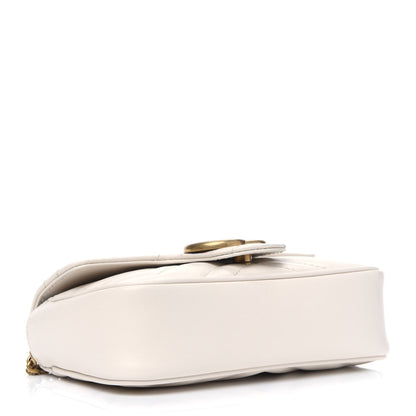 Gucci Calfskin Matelasse Super Mini GG Marmont Shoulder Bag White 3 of 5