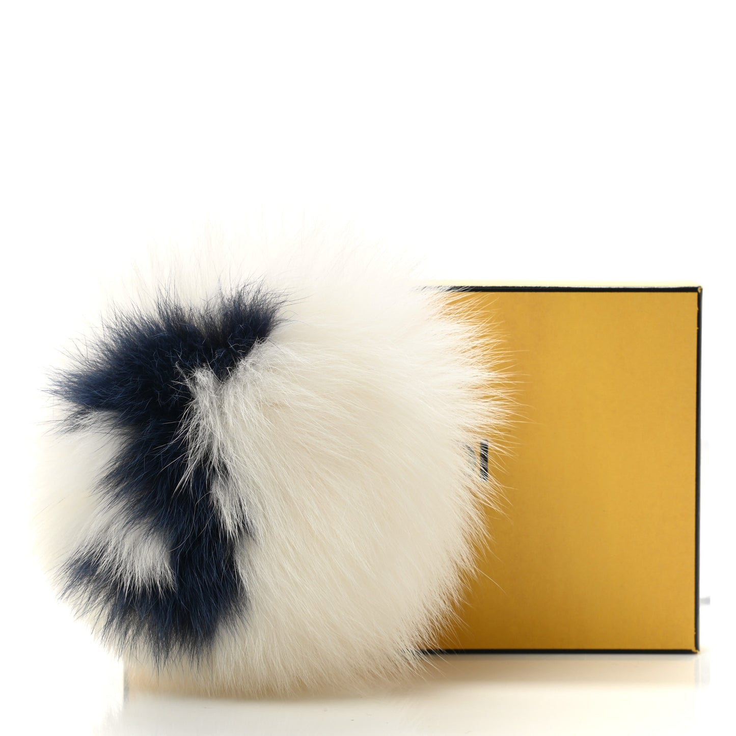 Fox Fur Shiny Nappa Bi-Color J ABCharm Bag Charm White Blue
