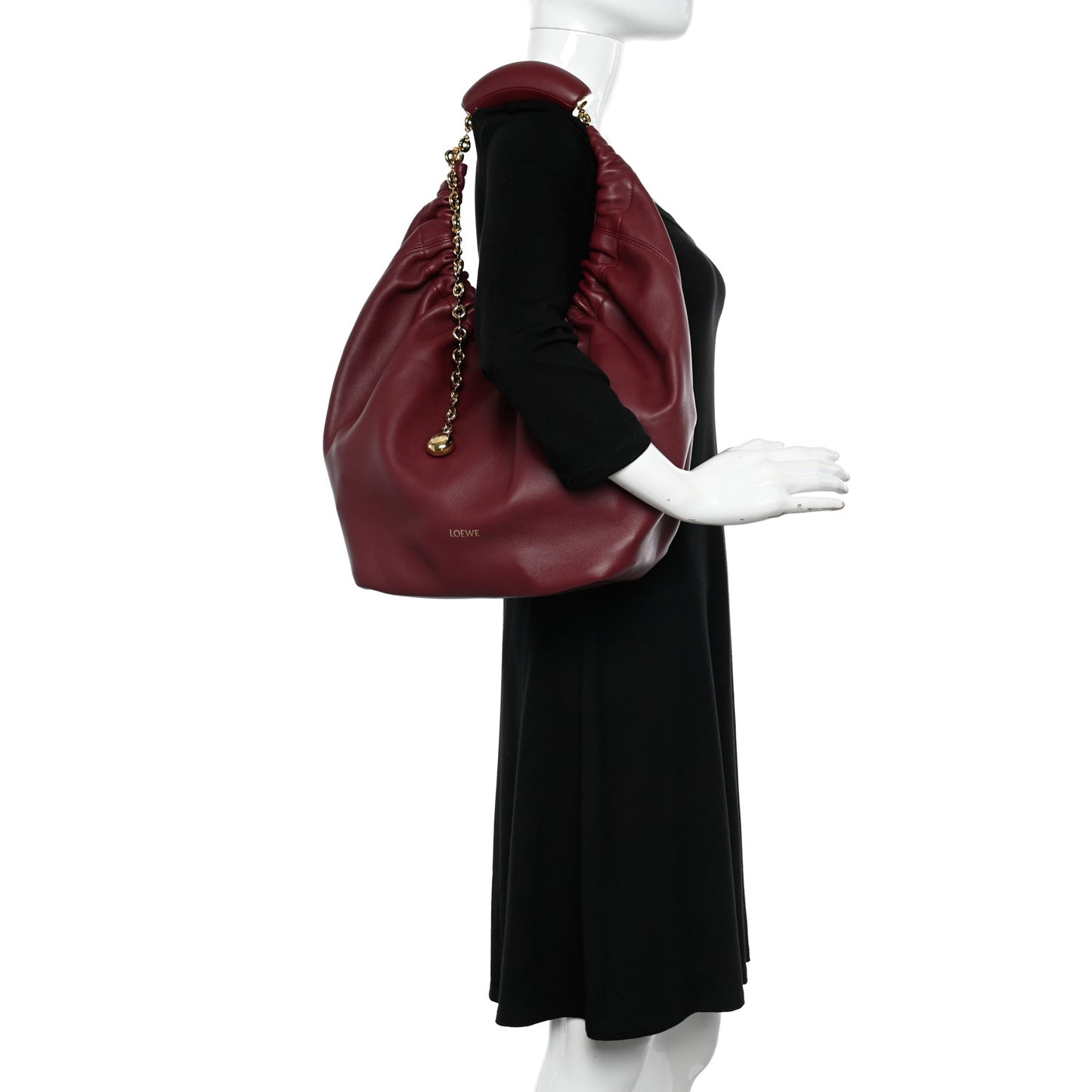 Buttery Nappa Lambskin Medium Squeeze Bag Dark Burgundy