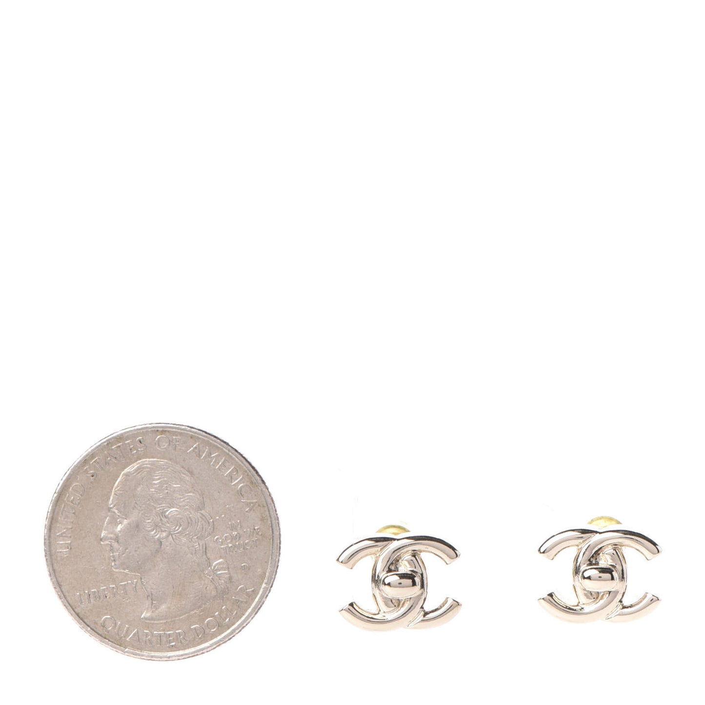 Metal CC Turnlock Earrings Gold
