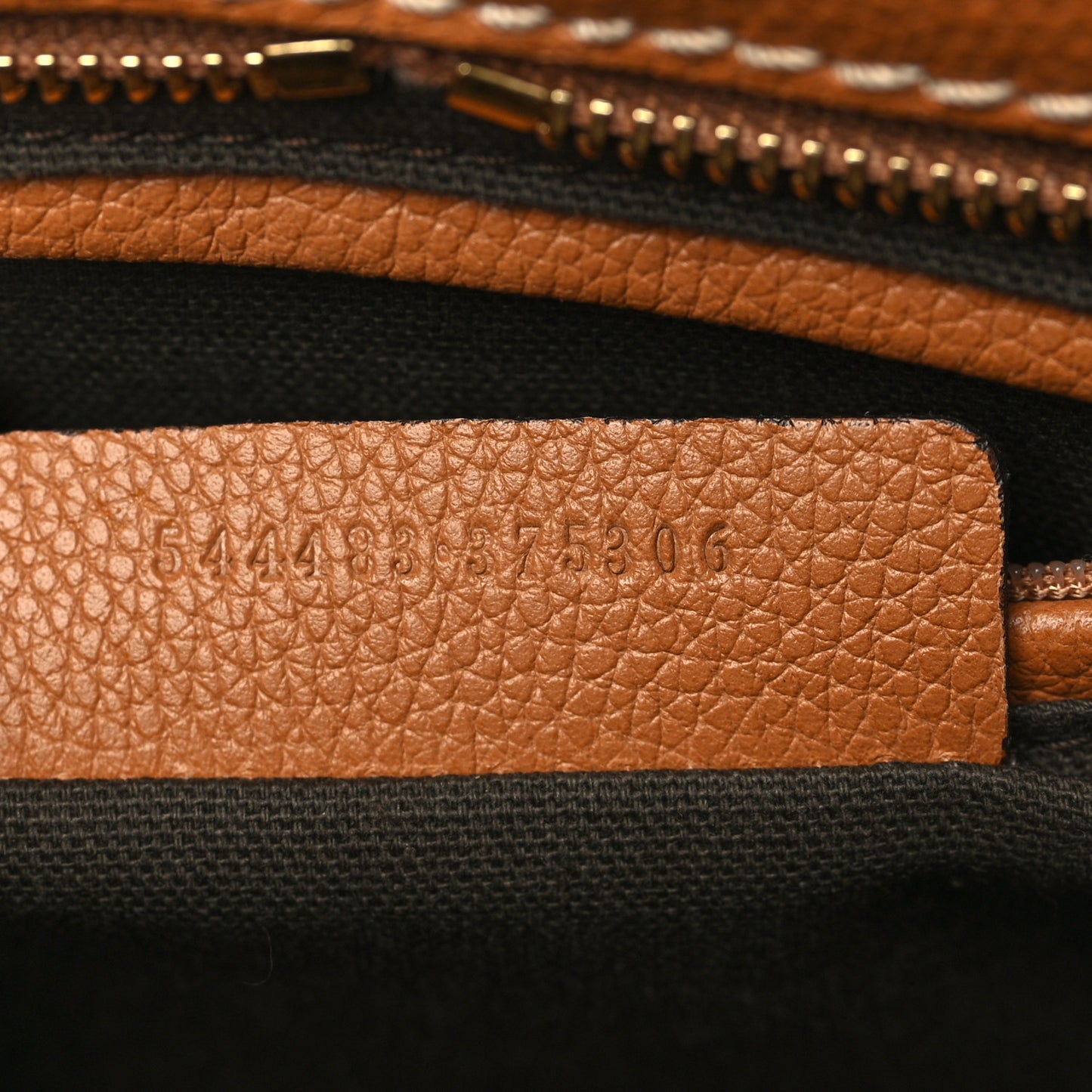 Pebbled Calfskin Small Skull Padlock Zip Around Tote Cognac