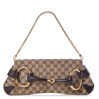 Gucci Monogram Horsebit Clutch Dark Brown 1 of 7