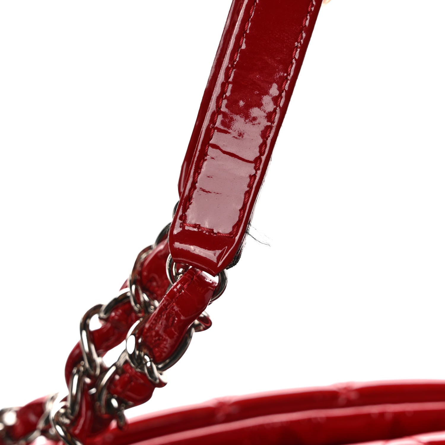 Chanel Patent Quilted Maxi Just Mademoiselle Bowling Bag Red 13 of 13
