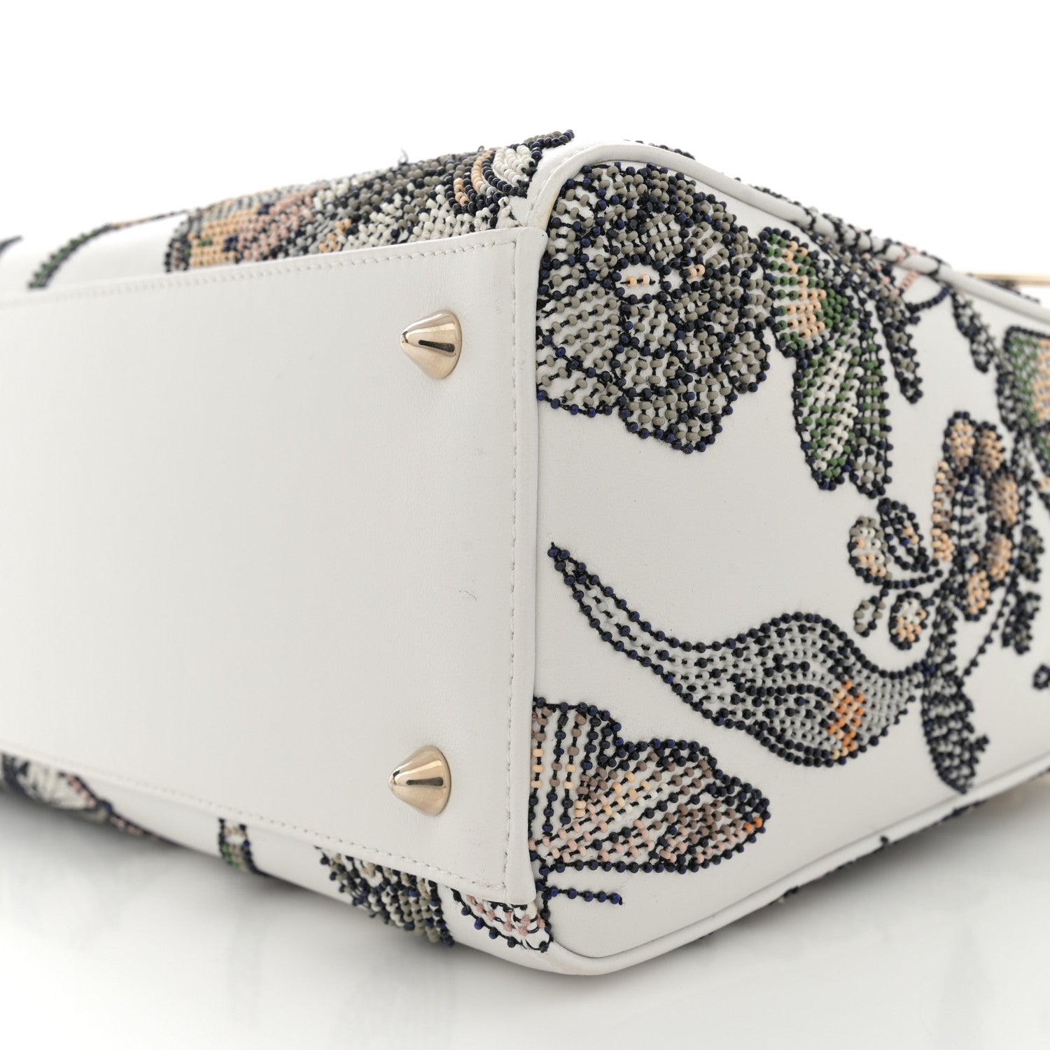 Christian Dior Calfskin Toile de Jouy Beaded Sequin Embroidered Medium Mexico Lady Dior White Multicolor 10 of 11