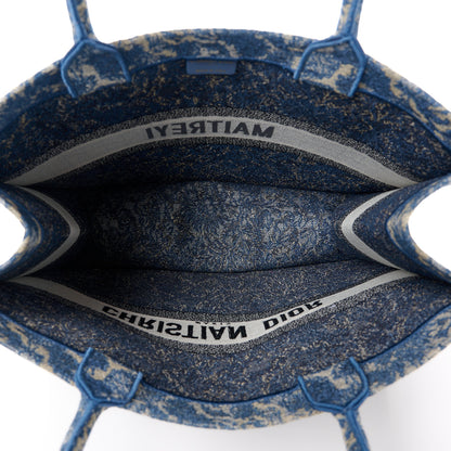 Christian Dior Canvas Embroidered Large Brocart Book Tote Blue 5 of 10