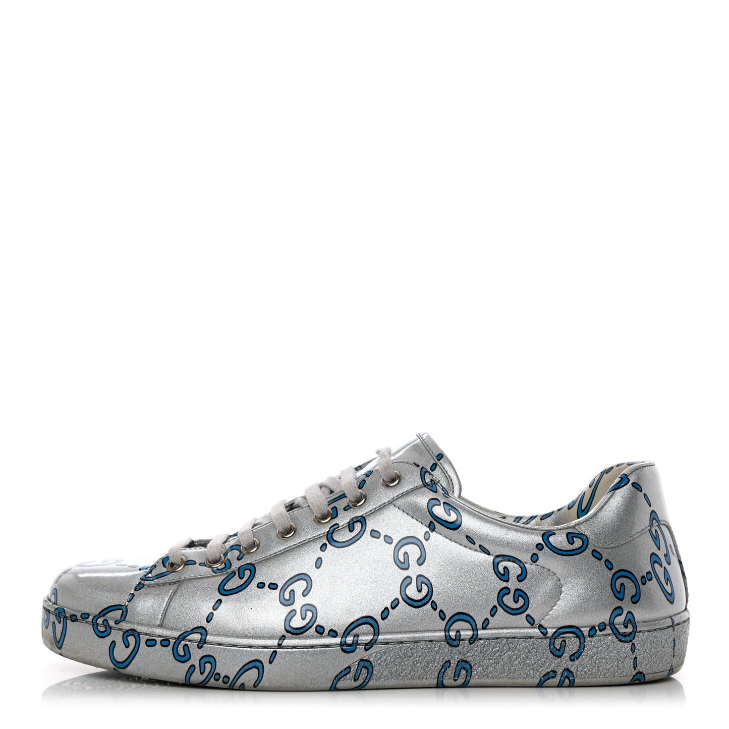 Miro Rubber Wax GucciGhost Print Mens New Ace Sneakers 10 Silver