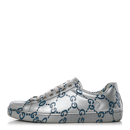 Gucci Miro Rubber Wax GucciGhost Print Mens New Ace Sneakers 10 Silver 1 of 12