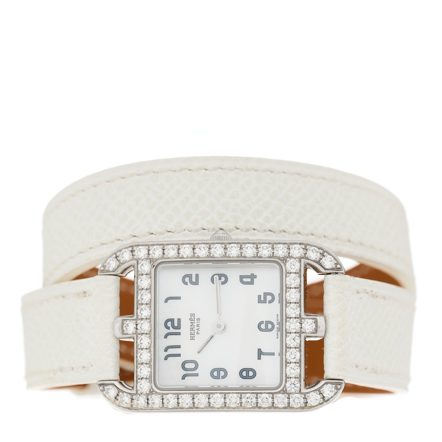 Stainless Steel Epsom Diamond Bezel Mother of Pearl 23mm Cape Cod Quartz Watch Blanc