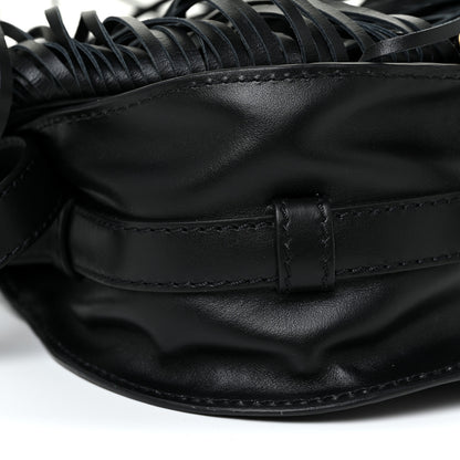 Chloe Calfskin Mini Marcie Round Fringe Crossbody Bag Black 8 of 9