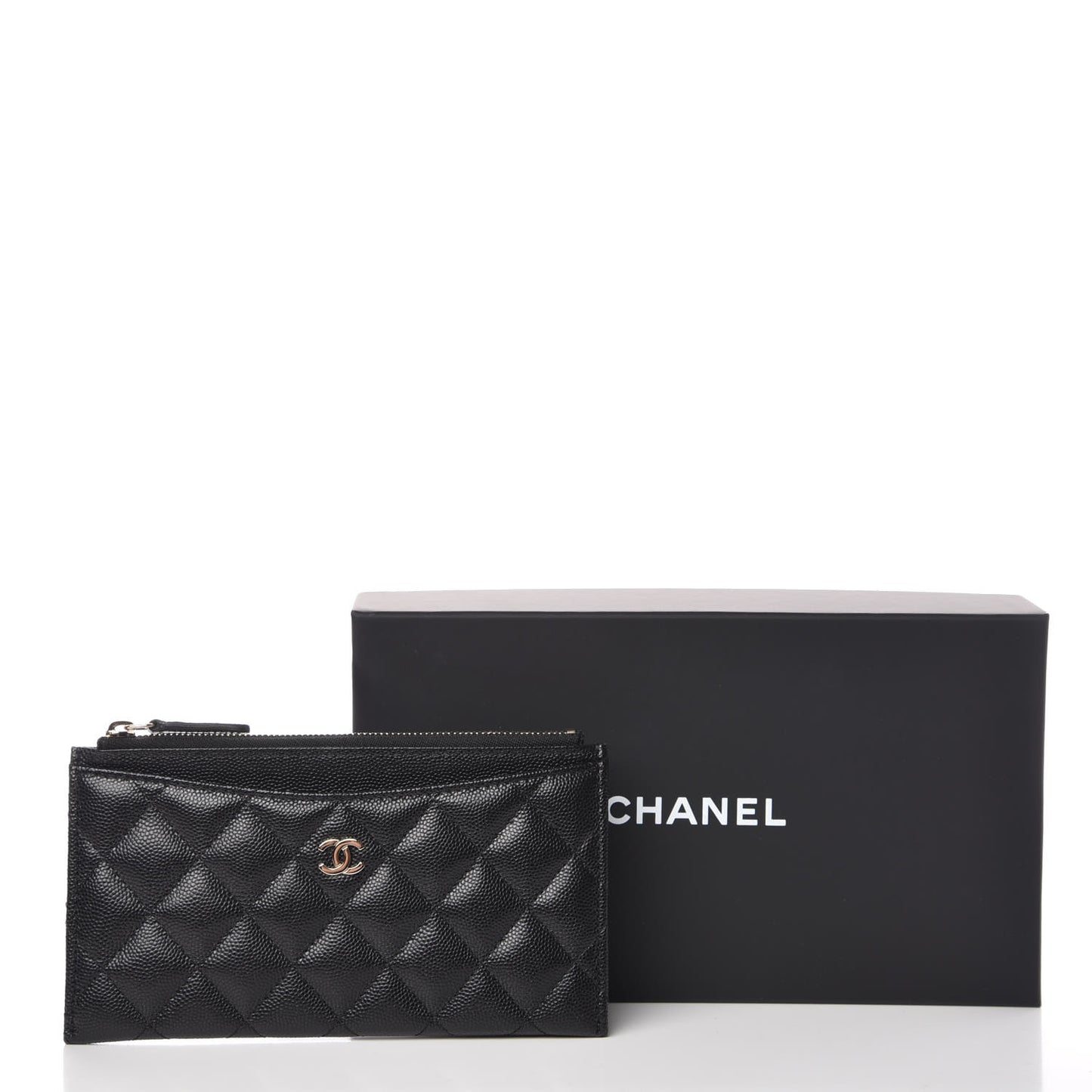 Caviar Quilted Classic Zip Pouch Black