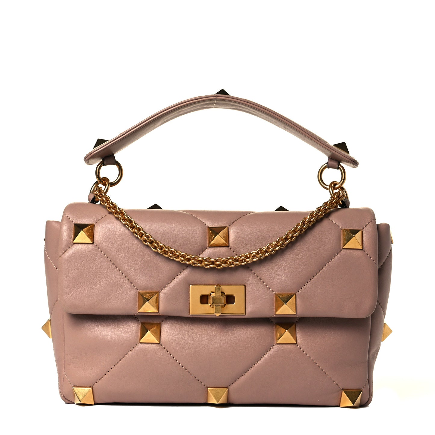 Nappa Large Roman Stud Shoulder Bag Rose Cannelle