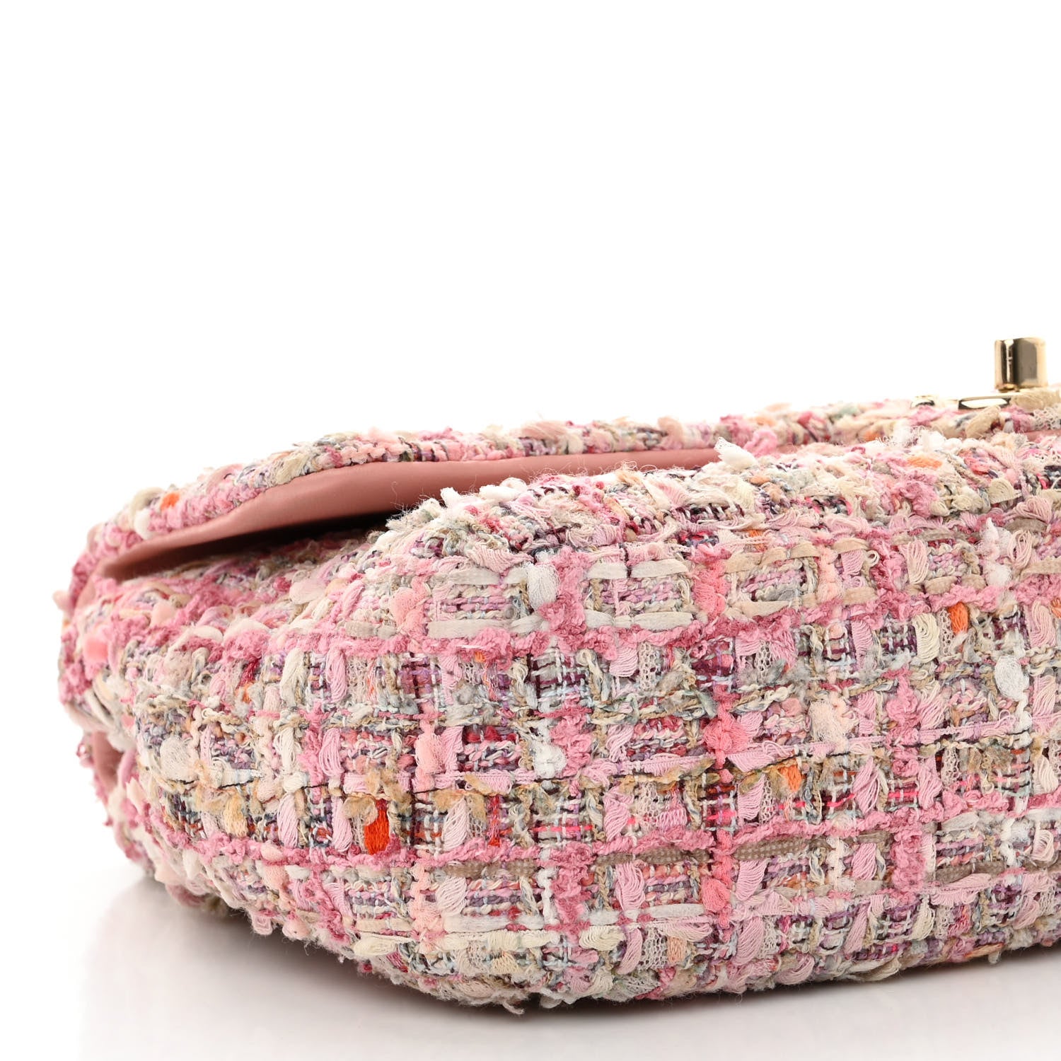 Chanel Tweed Mini Pearl Handle Flap Pink Beige Orange Ecru 8 of 10