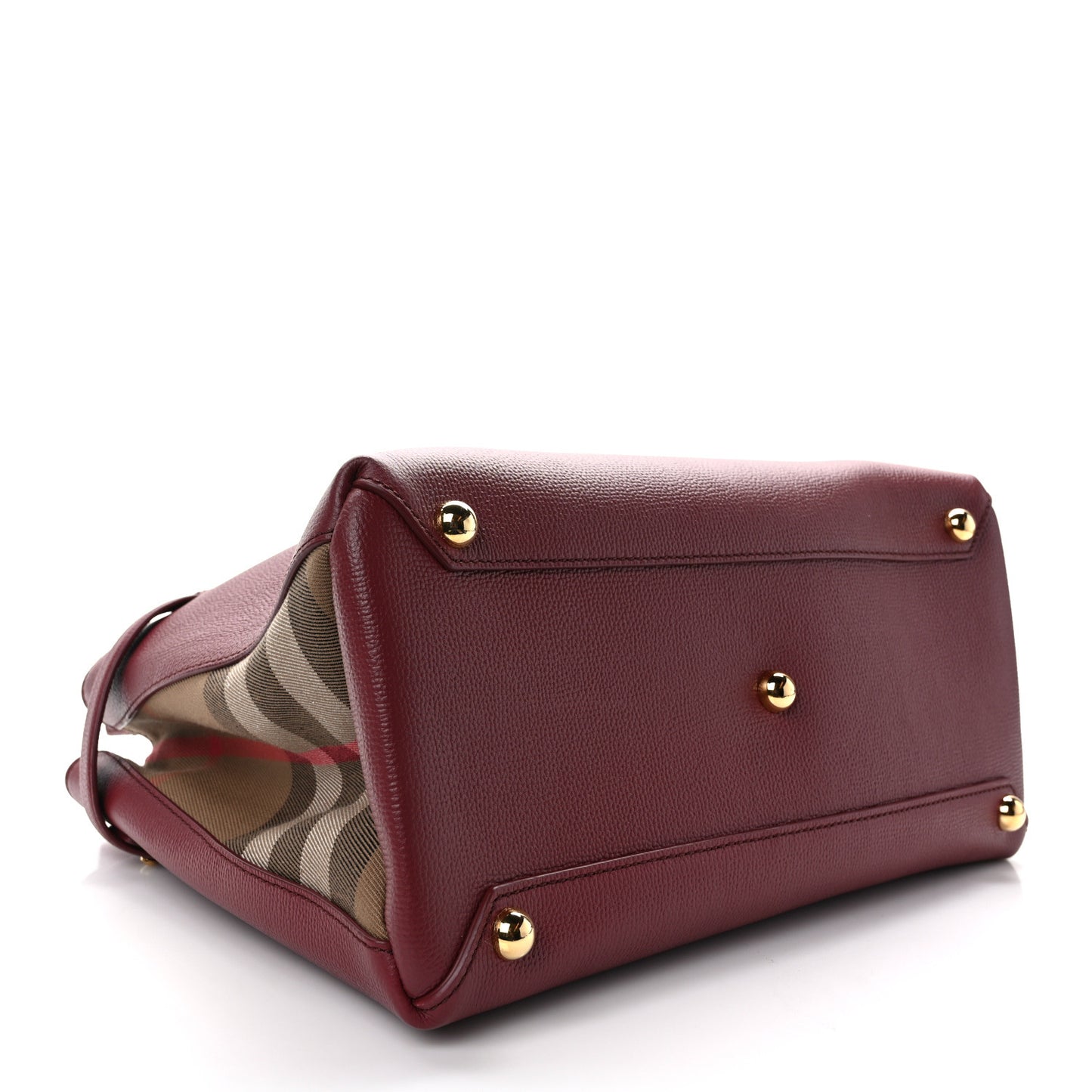 Grainy Calfskin House Check Medium Banner Tote Crimson