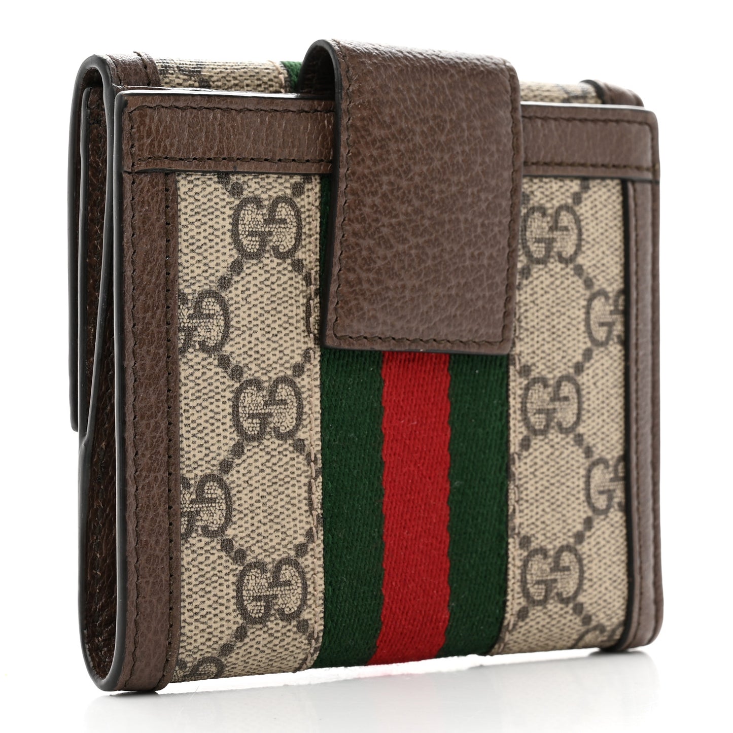 GG Supreme Monogram Web Ophidia French Flap Wallet Beige New Acero