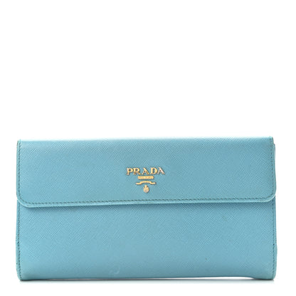 Prada Saffiano Metal Continental Flap Wallet Turchese 1 of 13