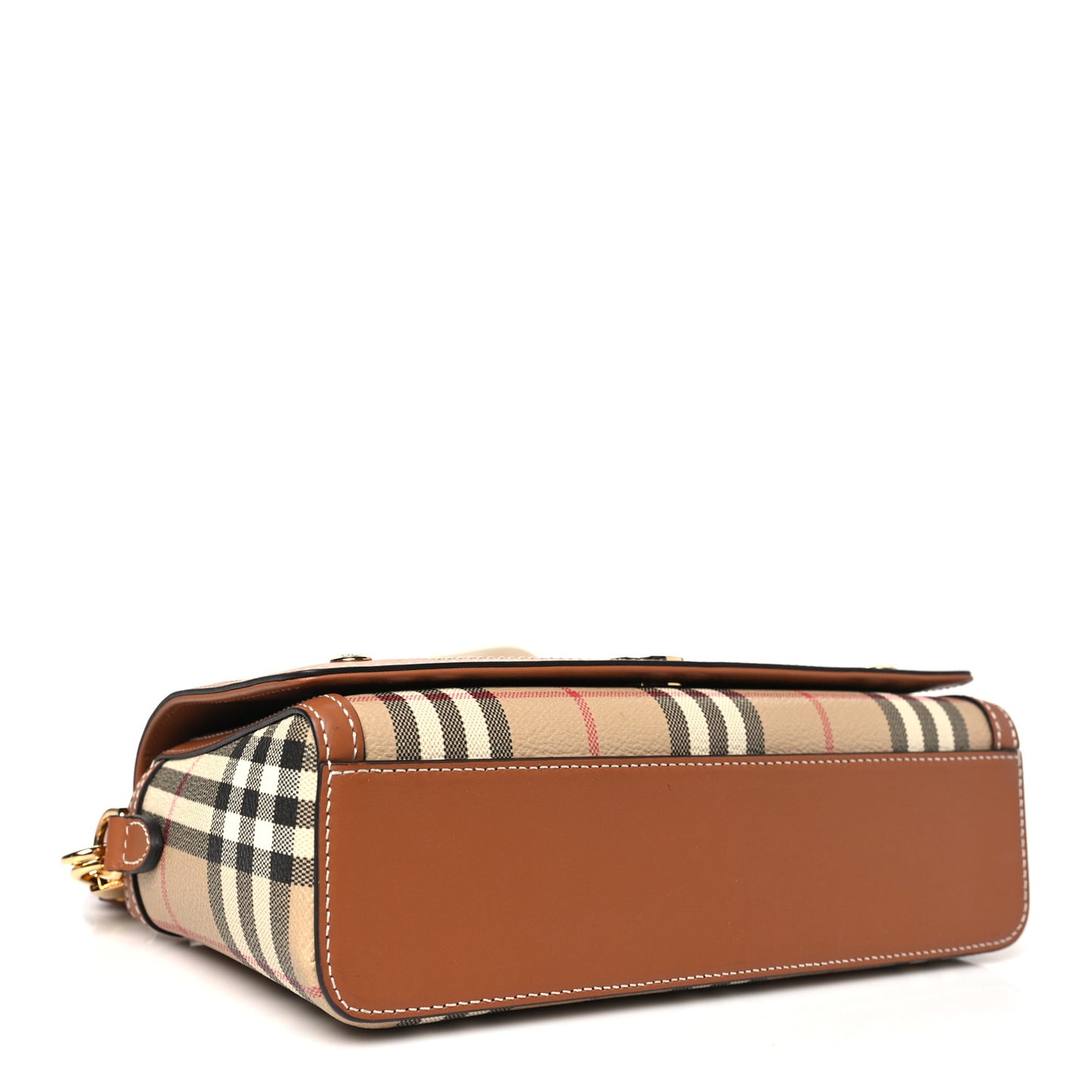 Coated Canvas Calfskin Vintage Check Small Note Crossbody Bag Briar Brown