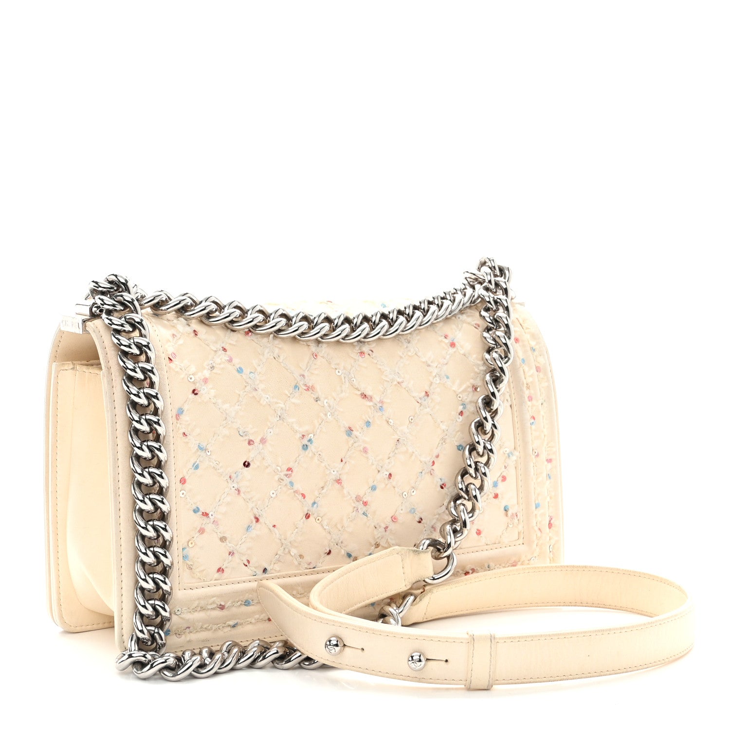 Chanel Lambskin Sequin Embroidered Small Boy Flap White Multicolor 2 of 12