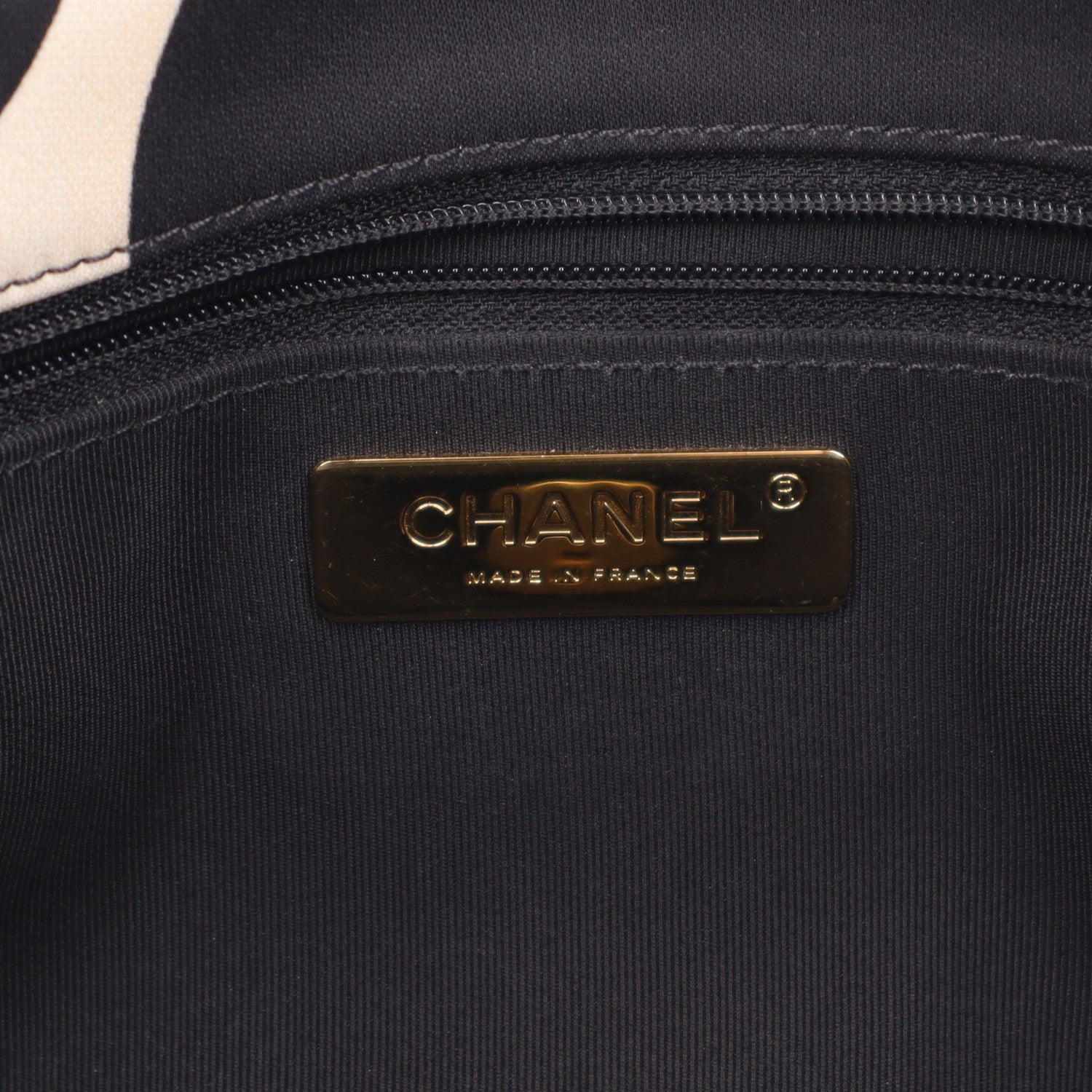 Chanel Fabric Printed Large Chanel 19 Flap Black Ecru 6 of 10