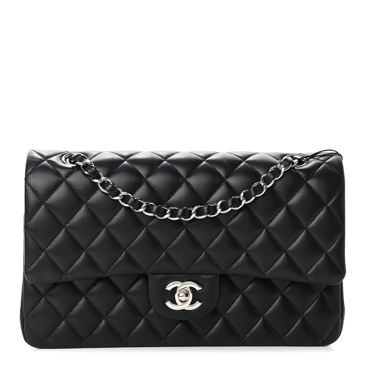 Lambskin Quilted Medium Double Flap Black