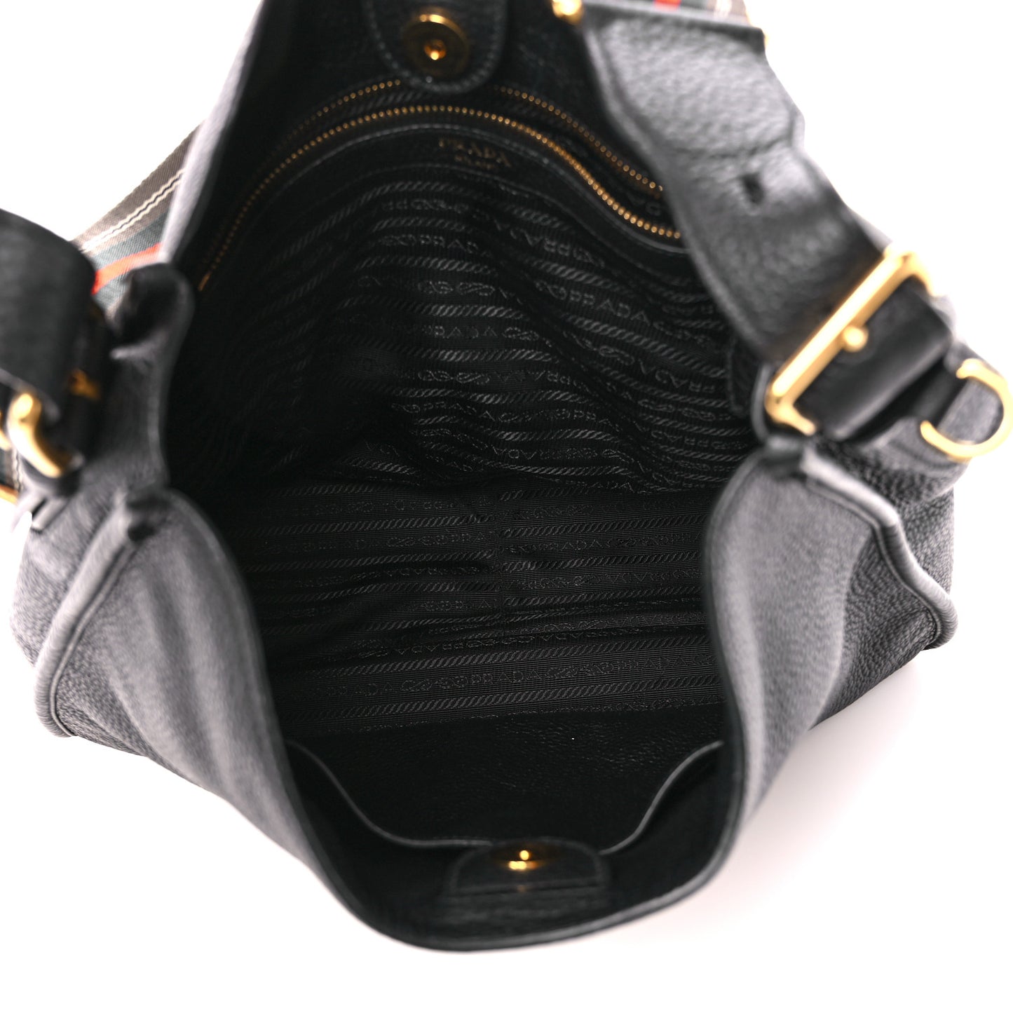 Vitello Daino Double Strap Messenger Black