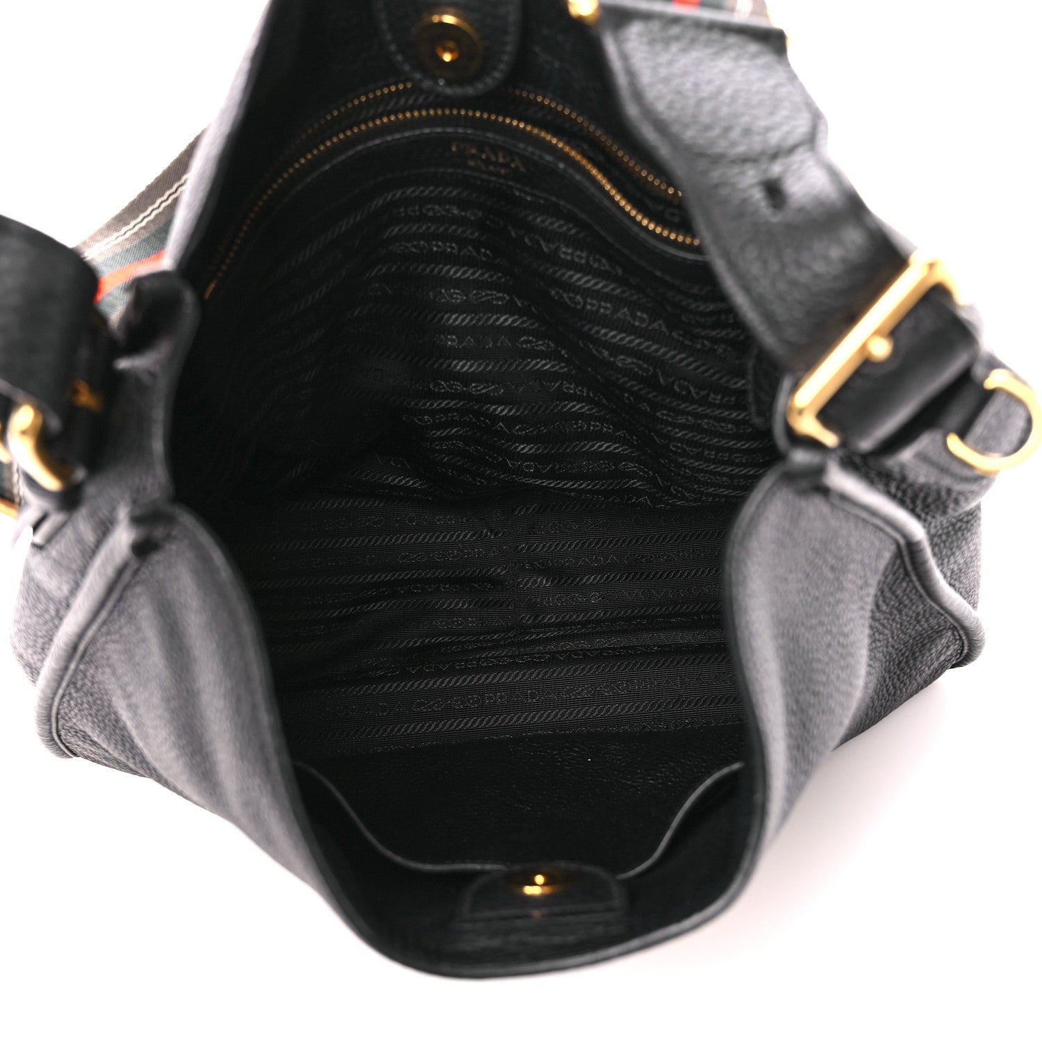 Prada Vitello Daino Double Strap Messenger Black 5 of 11