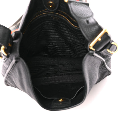 Prada Vitello Daino Double Strap Messenger Black 5 of 11