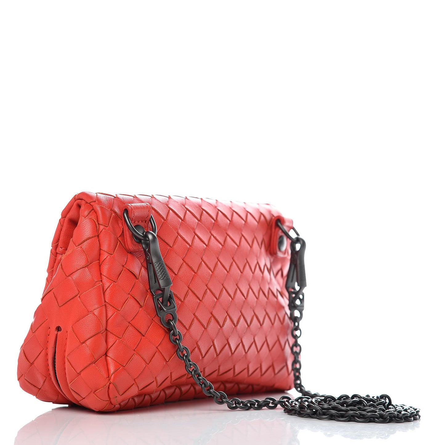 Nappa Intrecciato Mini Chain Messenger Red