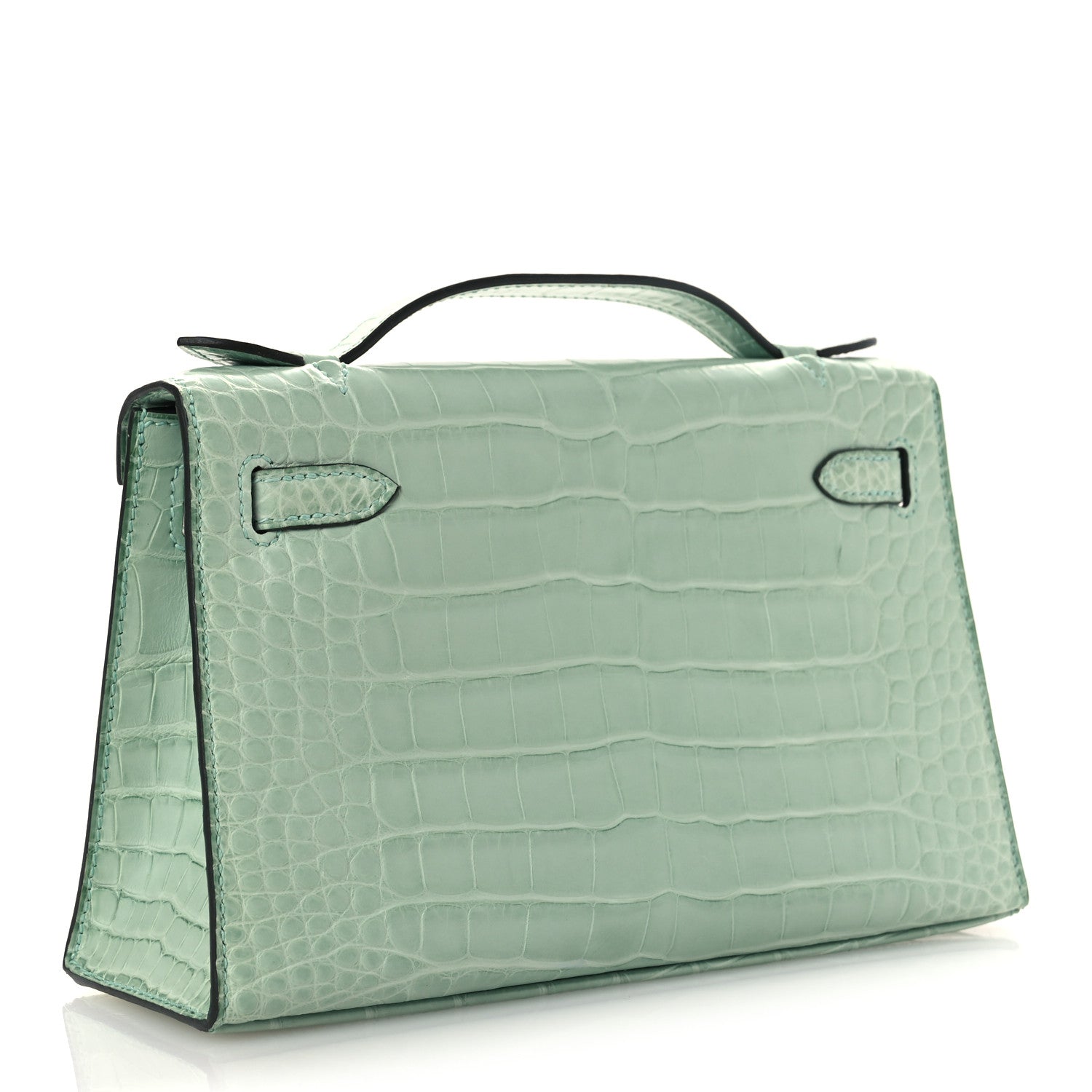 Hermes Matte Alligator Kelly Pochette Vert D'eau 3 of 12