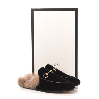 Gucci Velvet Fur Womens Princetown Slippers 35.5 Black 8 of 8
