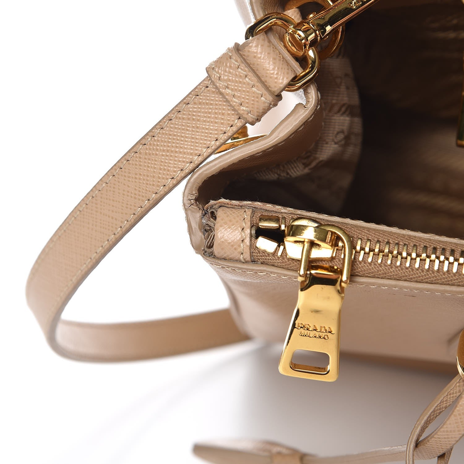 Prada Saffiano Small Galleria Double Zip Tote Sabbia 10 of 12