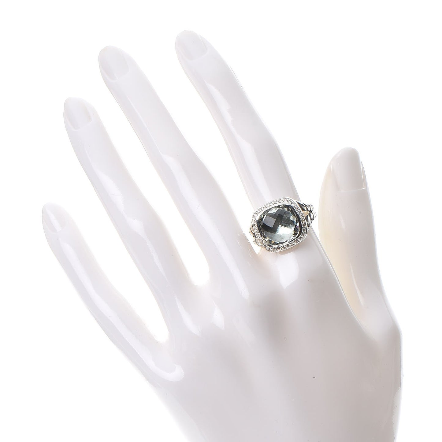 Sterling Silver Diamond Prasiolite 11mm Albion Ring 53 6.5