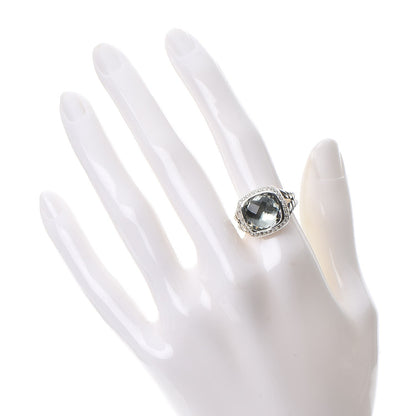 David Yurman Sterling Silver Diamond Prasiolite 11mm Albion Ring 53 6.5 2 of 6