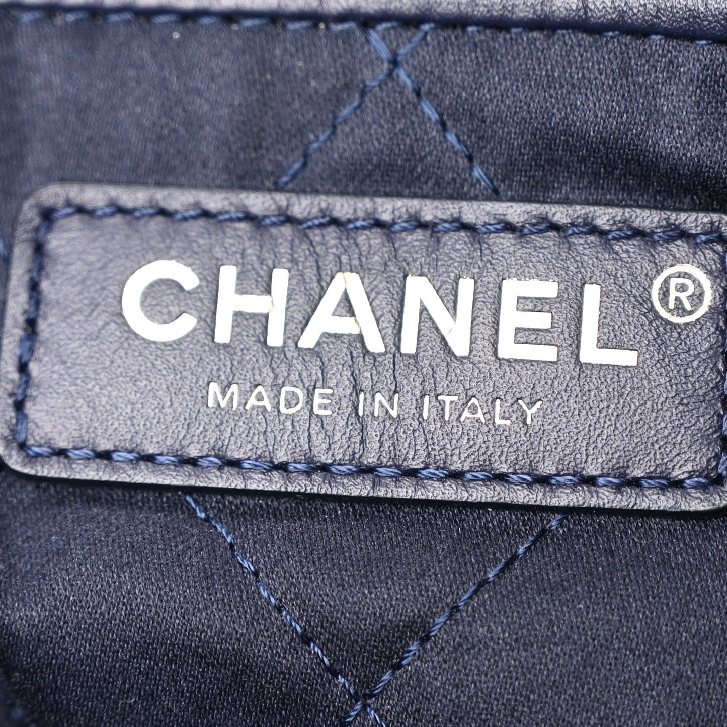 Shiny Caviar Quilted Chanel 22 Backpack Dark Blue